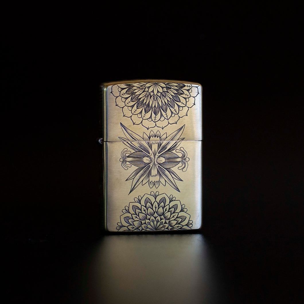 Botanical Zippo Lighter| Hand Engraved| Brass