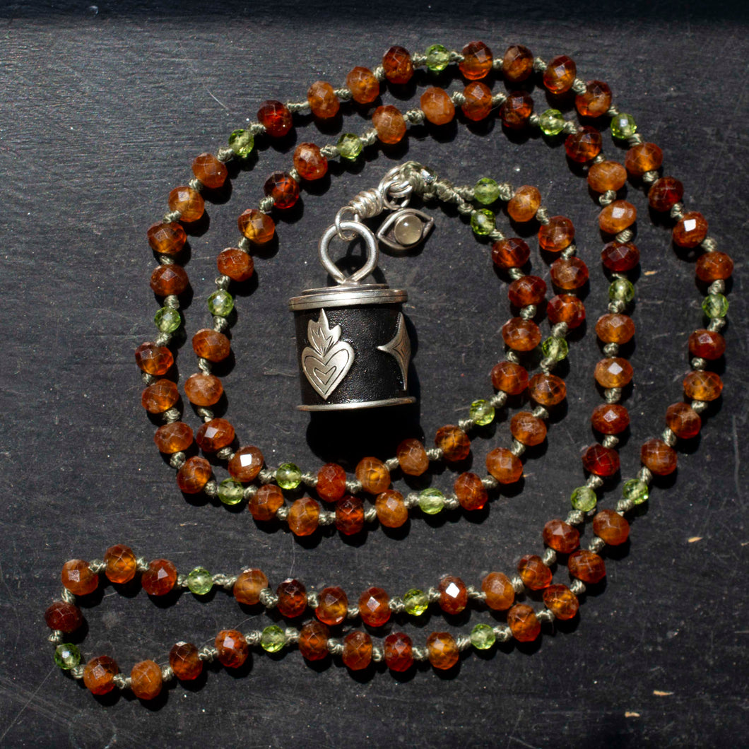 Magic Bell Necklace| Sterling Silver| Garnet & Peridot Beads