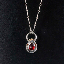 Load image into Gallery viewer, Goddess Necklace| Hessonite Garnet| .925 silver| Hand Engraved
