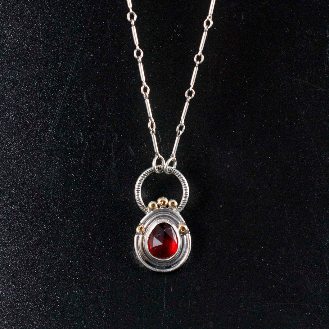 Goddess Necklace| Hessonite Garnet| .925 silver| Hand Engraved