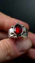 Load image into Gallery viewer, Hekate Ring| Hessonite Garnet| .925 silver &amp; 14K gold |Size 6.5
