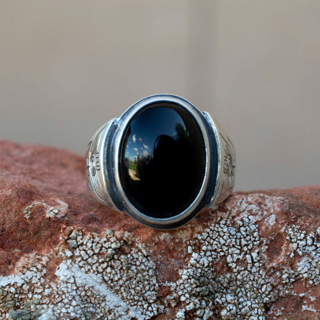 Signet Ring| .925 Sterling Silver| Black Onyx| Protection
