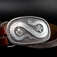 Load image into Gallery viewer, Serpent Belt Buckle| .925 Sterling silver|Hand Engraved
