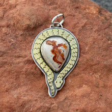 Load image into Gallery viewer, Serpent Necklace| .925 Silver &amp; Brass| Fire Opal| Protection
