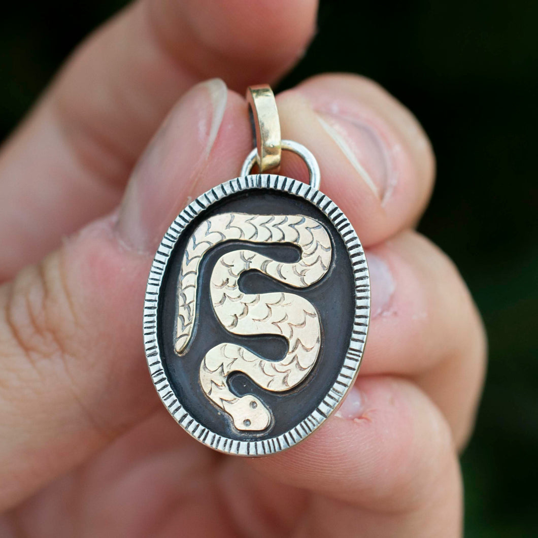 Serpent Talisman Necklace| 14k Gold & .925 Silver| Protection