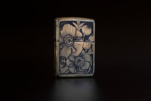 Load image into Gallery viewer, Serpent &amp; Poppy Zippo Lighter| Hand Engraved| Brass

