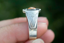 Load image into Gallery viewer, Signet Ring| .925 Sterling silver| Sesspertite Garnet| Hand Engraved
