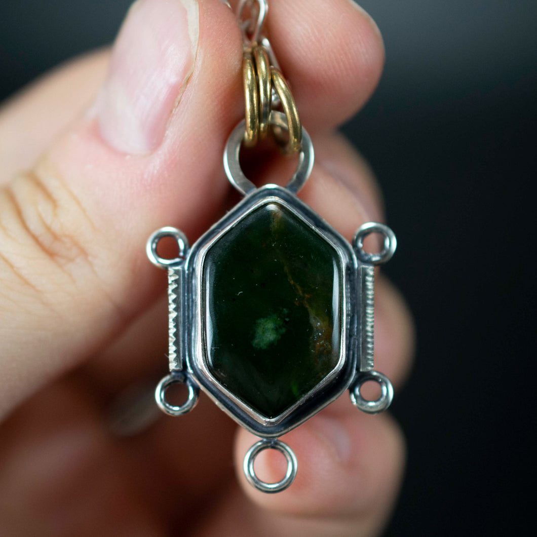 Engraved Necklace| Chrom Diopside| .925 Sterling Silver