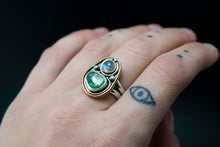 Load image into Gallery viewer, Luna Ring | .925 silver &amp; Red Brass | Labradorite &amp; Turquoise| Oracle Jewelry
