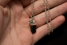 Load image into Gallery viewer, Protector Charm Necklace| .925 Silver| Black Tourmaline &amp; Labradroite
